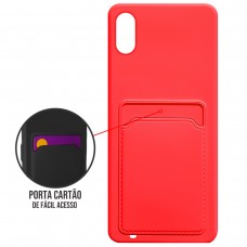Capa para Samsung Galaxy A01 - Emborrachada Case Card Vermelha